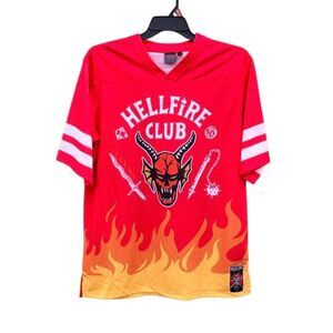Stranger Things Hellfire Club Graphic Football Shirt Sleeve Jersey Size M